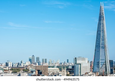 The Shard And London Skyline With Blue Sky