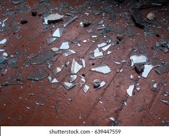 Shards Of Small Glass On The Floor