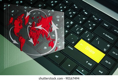 Share button on keyboard with network diagram