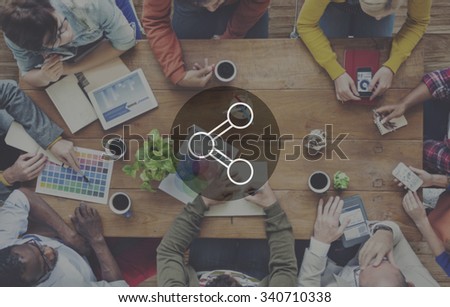 Share Connection Technology Sharing Global Communications Concept