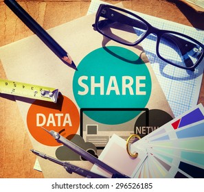 Share Data Network Sharing Social Network Connection Concept