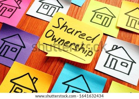 Shared ownership phrase and drawn houses.