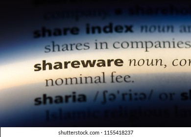 shareware word in a dictionary. shareware concept.