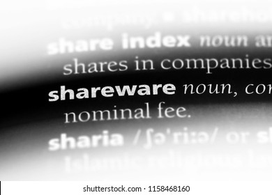 shareware word in a dictionary. shareware concept.