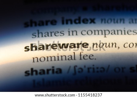 shareware word in a dictionary. shareware concept.