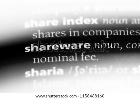 shareware word in a dictionary. shareware concept.