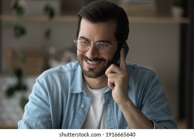 Sharing Positive Things Smiling Bearded Millennial Stock Photo ...