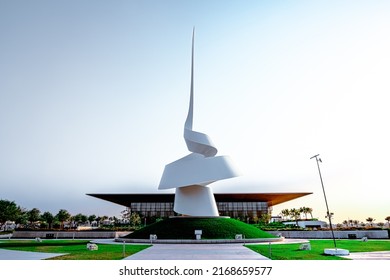 Sharjah - UAE, April 18th, 2021: The Scroll Monument Of The House Of Wisdom Library In Sharjah University City, Featuring More Than 100,000 Books.