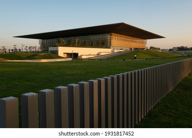 Sharjah, United Arab Emirates- 03-8-2021: An Exterior Architectural Click Of The House Of Wisdom Is A New And Hi Tech Digital Library Which Is In Sharjah, UAE.