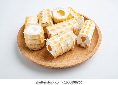 Shark Bones Dried On A Saucer On White Background	