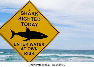 Shark Warning Sign Closeup