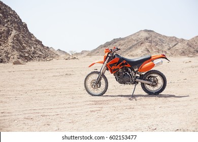 Sharm El Sheikh Egypt - 28 August 2016: The Bike KTM Is Parked In The Desert 