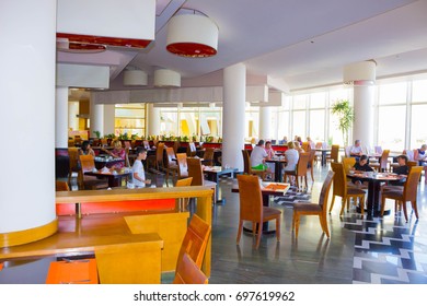 Sharm El Sheikh, Egypt - April 8, 2017: The People Eating Food In The Buffet Restaurant