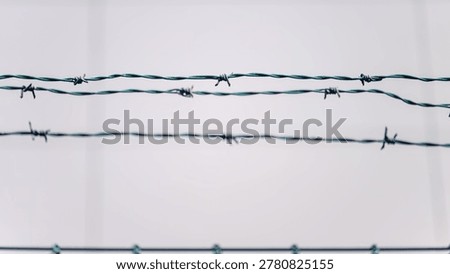 Sharp barbed wire lines against soft industrial background