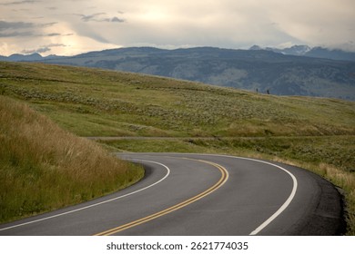 Sharp Curve Of Grand Loop Road In Yellowstone National Park