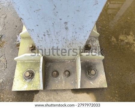 Sharp Focus Photography of Coroded Hex Bolts Heavy Washers Fastened into Structural Steel Baseplate Anchor