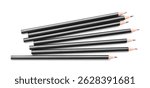 Sharp graphite pencils isolated on white, top view