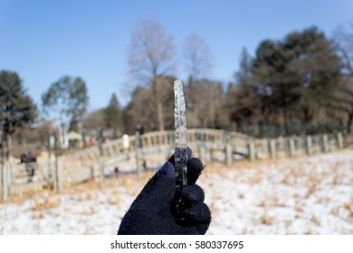 A sharp icicle with blue sky