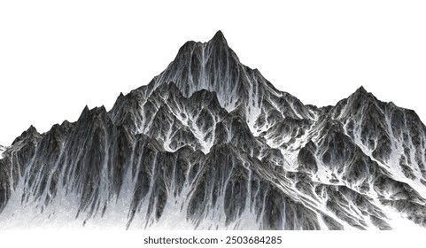 Sharp Mountain Snow Peak is a high-resolution illustration showcasing a rugged, snow-capped mountain peak with sharp, jagged edges under a clear blue sky.
