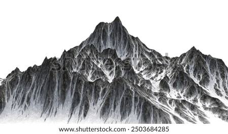 Sharp Mountain Snow Peak is a high-resolution illustration showcasing a rugged, snow-capped mountain peak with sharp, jagged edges under a clear blue sky.