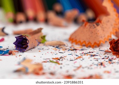 sharp pencil of different colors on paper close-up , school supplies colored pencils on paper - Powered by Shutterstock