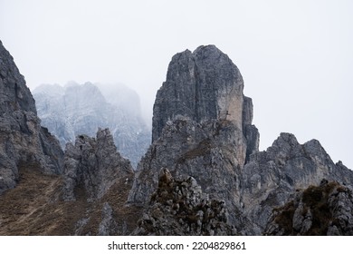 The Sharp Rock Formation In The Mountain Near The Area Of Lake Como, Northern Italy