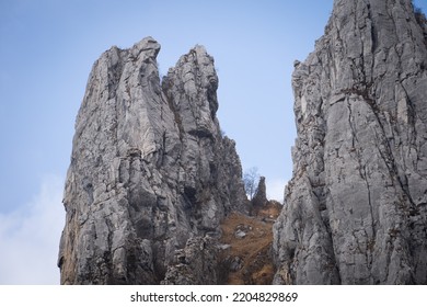 The Sharp Rock Formation In The Mountain Near The Area Of Lake Como, Northern Italy
