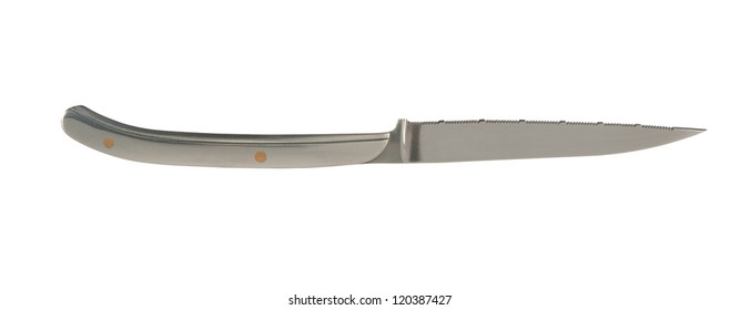 A Sharp Steak Knife Isolated On White Background