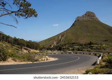 sharp turn at the foot of the mountain
