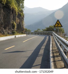 Sharp Turn Mountains Highway