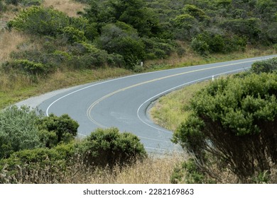 Sharp turn on highway one in northern california.