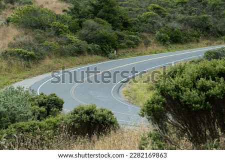 Sharp turn on highway one in northern california.