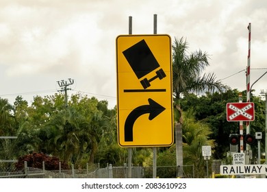 Sharp Turn Road Sign Warning To Lorry Drivers