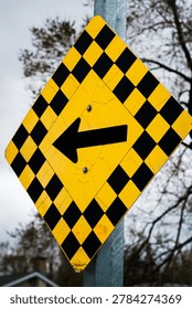 Sharp Turn Road Yellow Warning Street Sign Canada