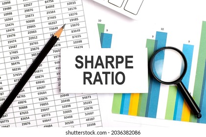 SHARPE RATIO text on white card on chart background
