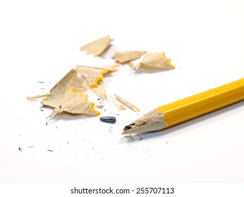 Sharpened Pencil and Broken Tip white background