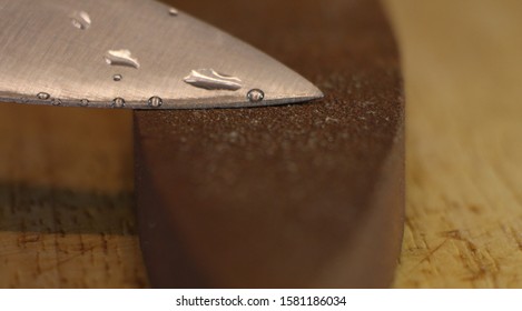 Sharpening of knife on the deck