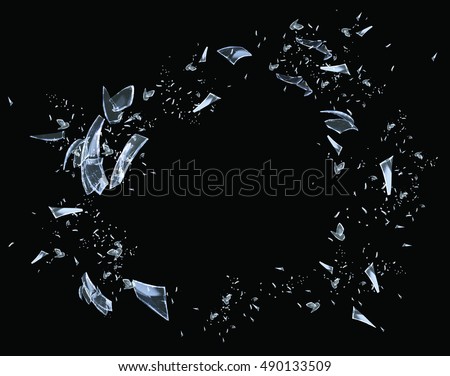 Shattered glass on black background