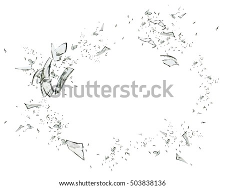 shattered glass on white background
