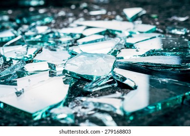 Shattered And Splitted Glass Pieces. Glass Texture