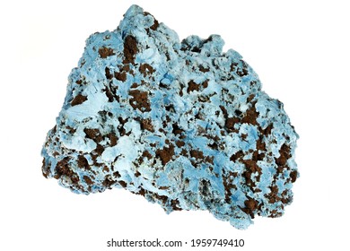 Shattuckite From Tantara Mine, DR Congo Isolated On White Background