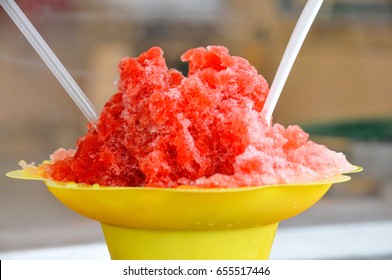 Shaved Ice Snow Cone On A Hot Summer Day