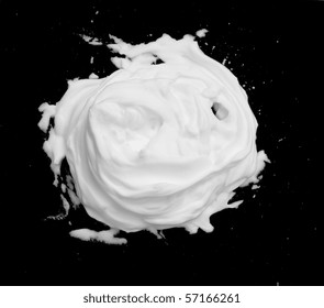 Shaving Cream Stain, Isolated On Black Background