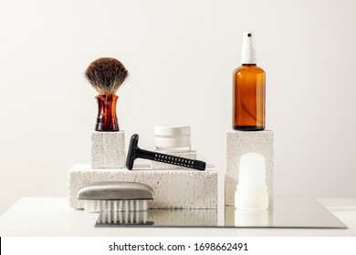 Shaving equipment on a clean background mockup
