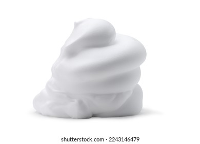 Shaving foam, white cosmetic foam mousse, cleanser, isolated on white background. Foamy skin care product