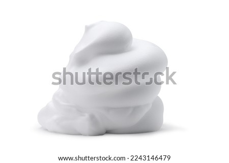 Shaving foam, white cosmetic foam mousse, cleanser, isolated on white background. Foamy skin care product