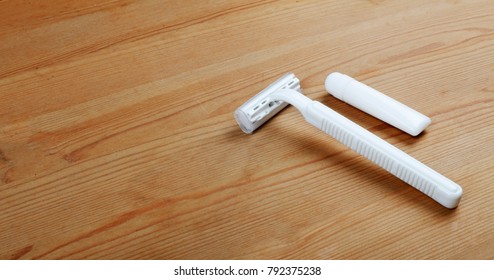 Shaving Kit On A Wooden Background.  