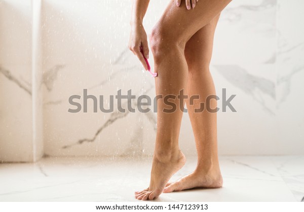 Shaving Legs Woman Taking Shower Hot Stock Photo Edit Now 14471239