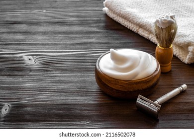 Shaving Razor And Foam In Bowl - Barber Tools Equipment