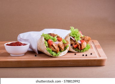 Shawarma Chicken Sandwich With Tomato Ketchup.